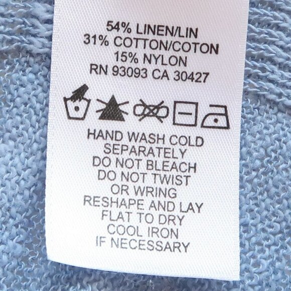 Nic + Zoe Blue White Open Breeze Linen Cotton Ombre Long Sleeve Cardigan Medium - Picture 12 of 14